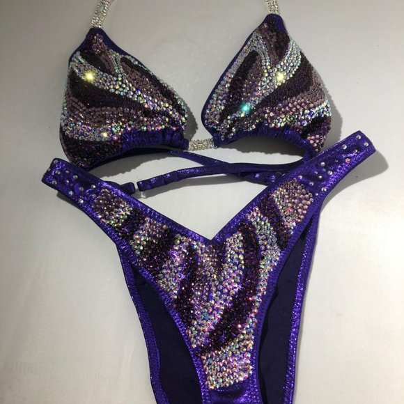 Purple Figure Posing Bikini Competition bikini NEW - Picture 1 of 8